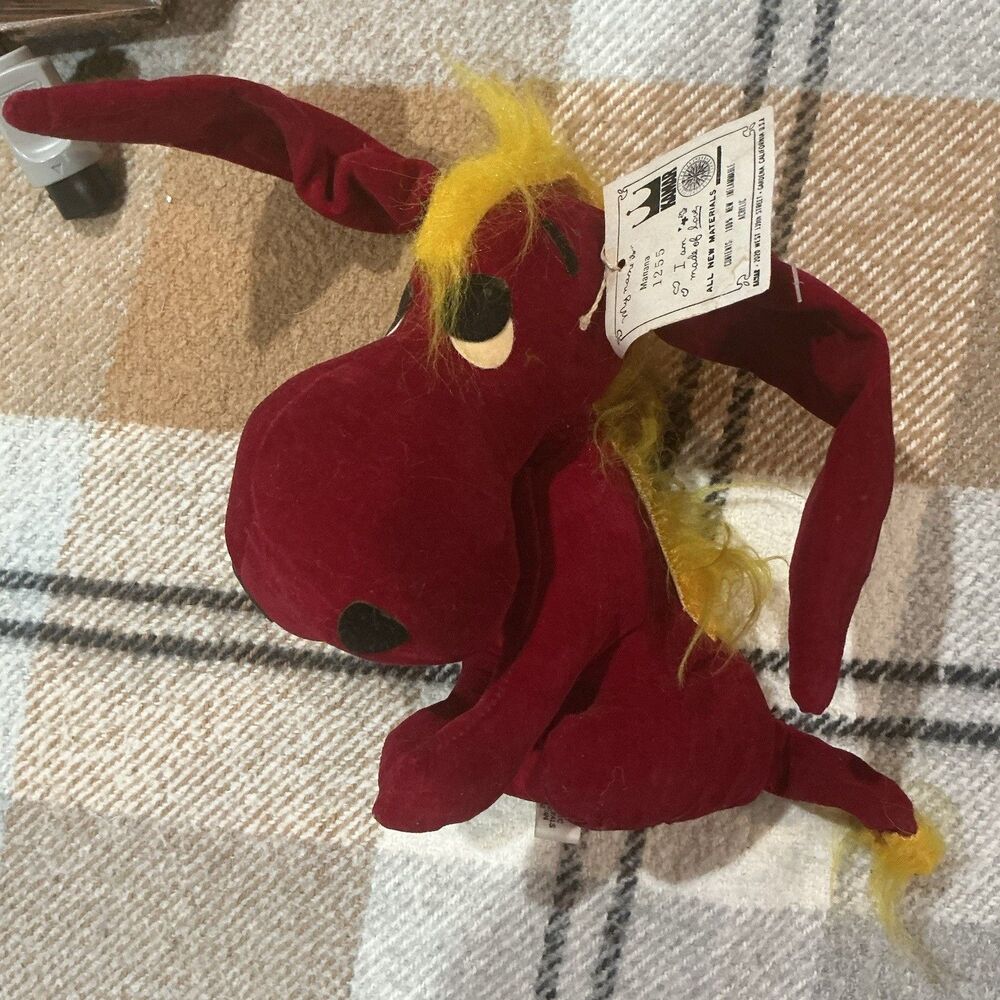 Kamar Red Donkey Rare Vintage Velvet Plush Japan Stuffed Animal 1967 60s